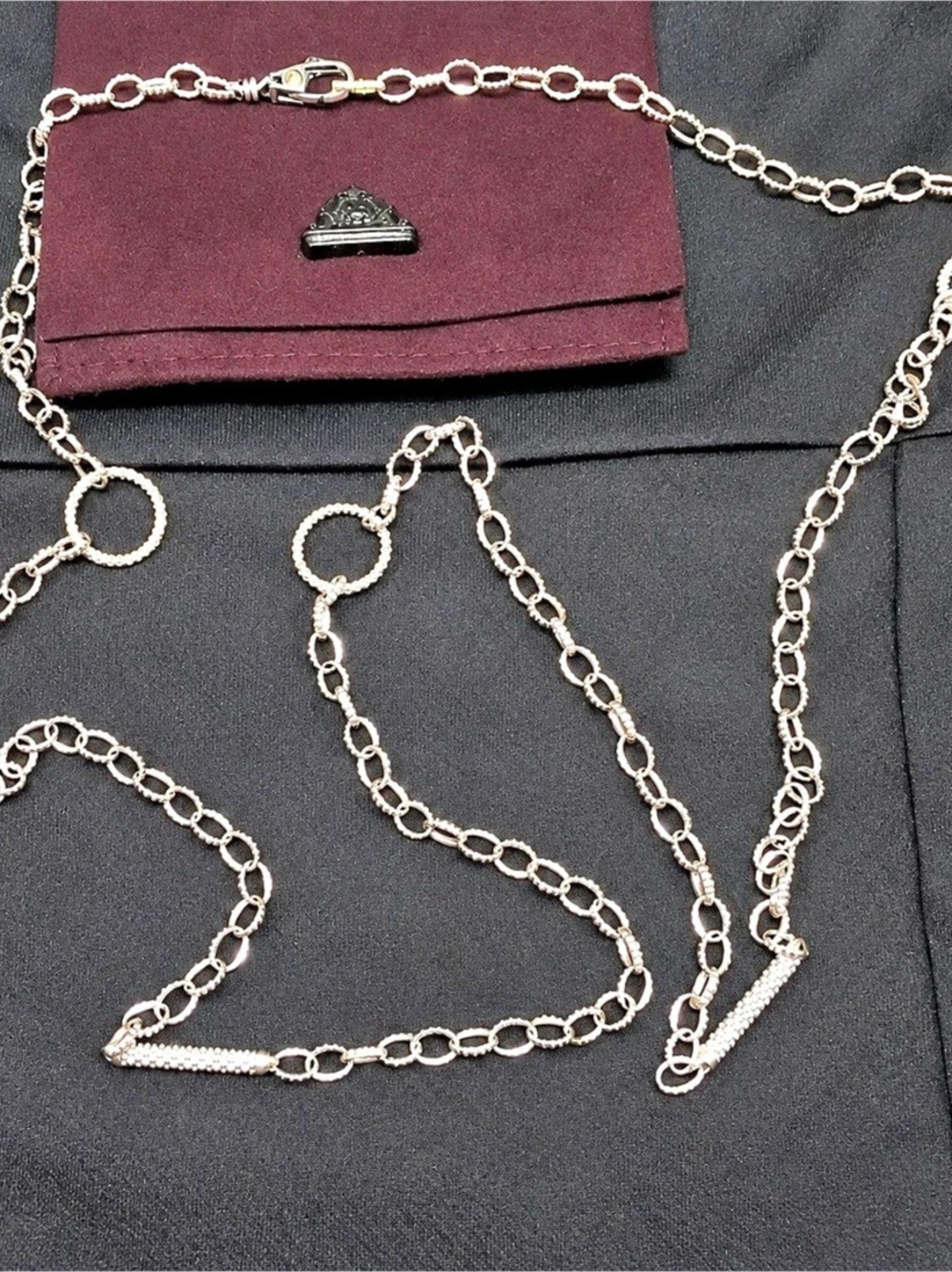 Lagos Caviar Silver-Tone Long Link Necklace